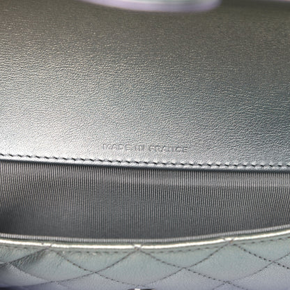 Chanel Gradient Metallic Calfskin Quilted Glasses Case With Chain Silver Blue Yellow Purple 6 of 8