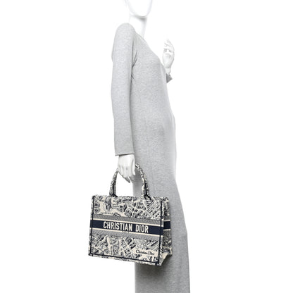 Christian Dior Canvas Embroidered Medium Plan De Paris Book Tote White Blue 2 of 10
