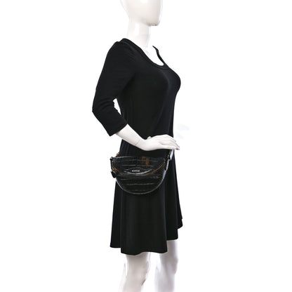Balenciaga Calfskin Crocodile Embossed Souveniers Charms Belt Bag Black 2 of 10