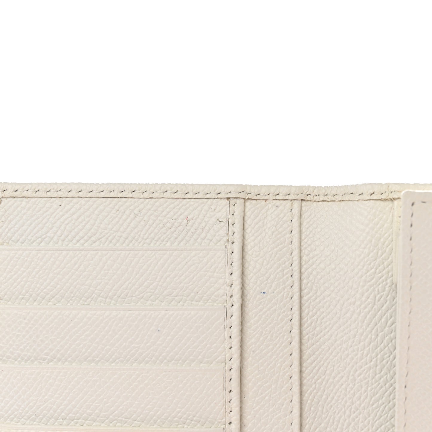 Grainy Calfskin Crystal Flap Wallet White