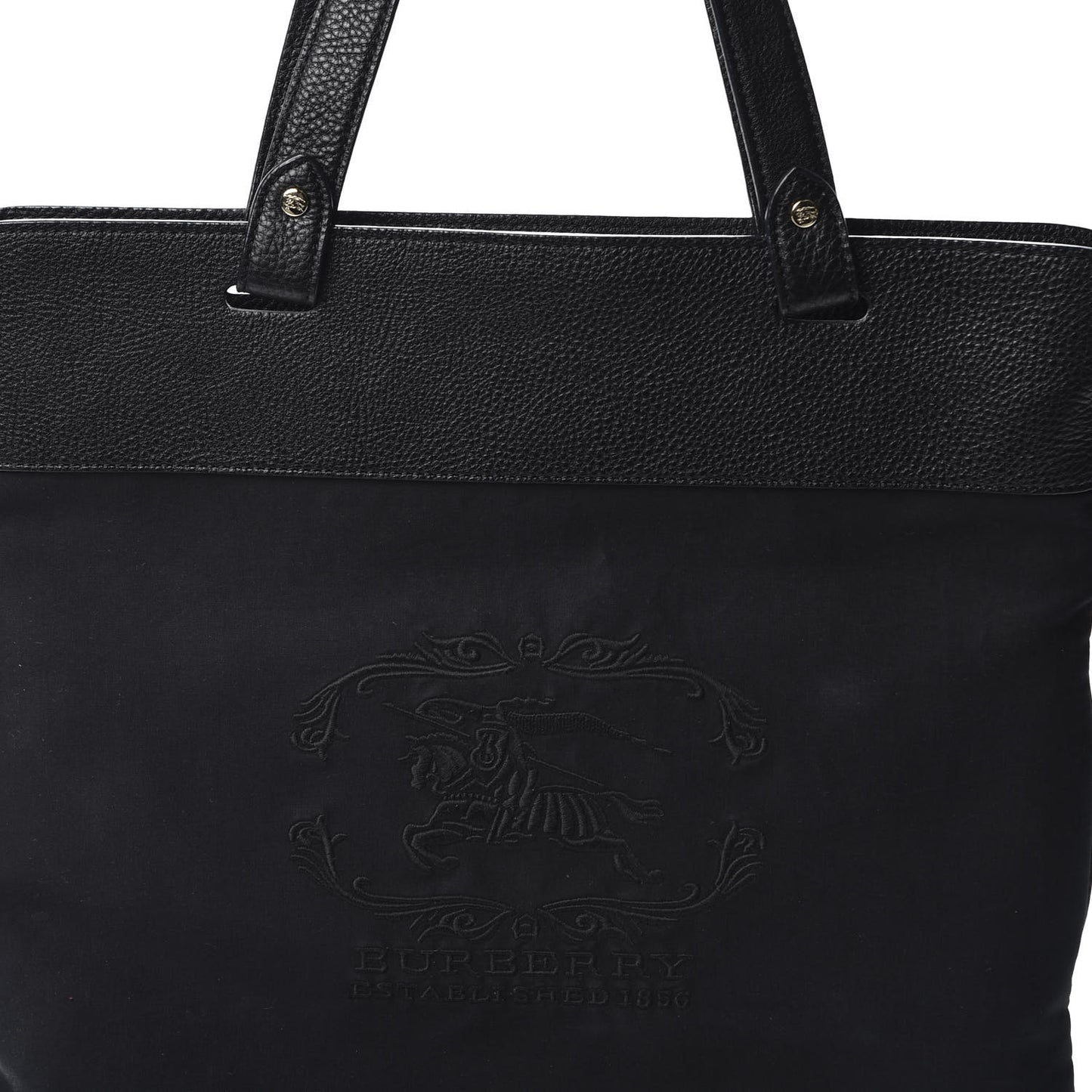 Canvas Calfskin Crest Embossed Flat Tote Black