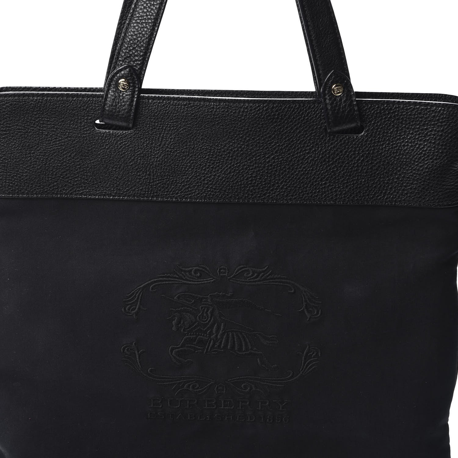 Burberry Canvas Calfskin Crest Embossed Flat Tote Black 9 of 9