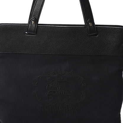 Burberry Canvas Calfskin Crest Embossed Flat Tote Black 9 of 9