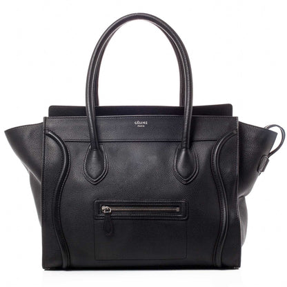 Celine Drummed Leather Shoulder Luggage Black 1 of 10