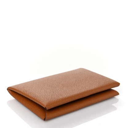 Hermes Epsom Calvi Card Case Gold 4 of 10