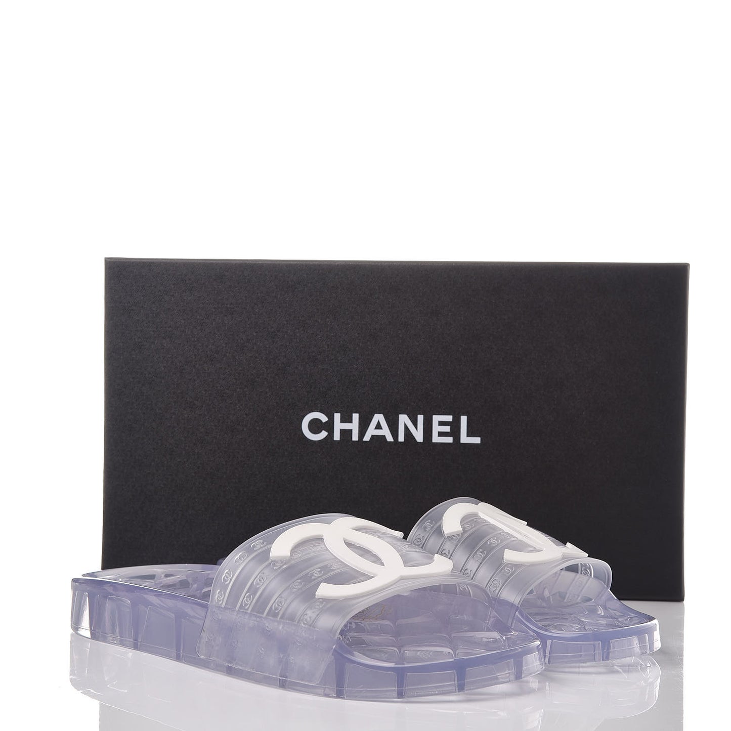 PVC Transparent CC Flat Slide Sandals 39 White