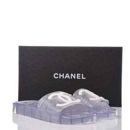 Chanel PVC Transparent CC Flat Slide Sandals 39 White 9 of 9