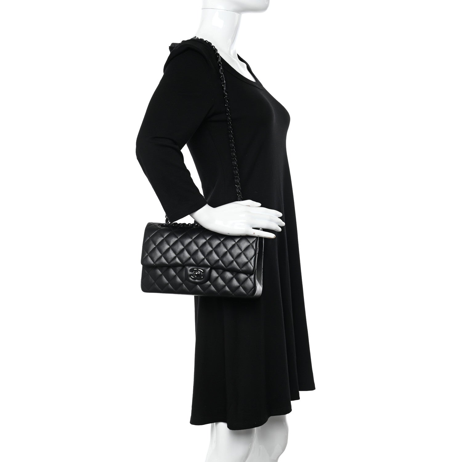 Chanel Lambskin Quilted Medium Double Flap So Black 3 of 18