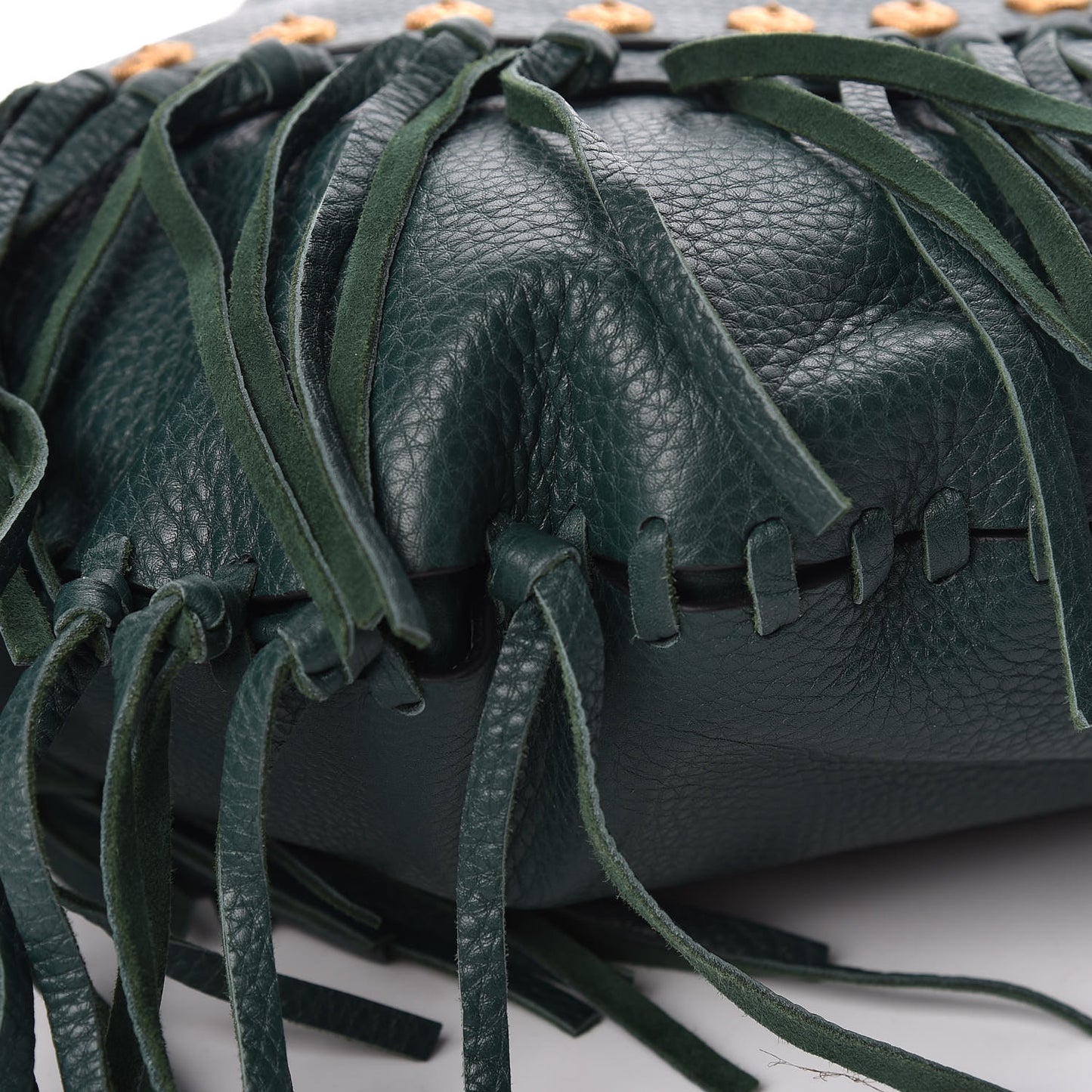 Grained Calfskin C-Rockee Fringe Hobo Light Emerald