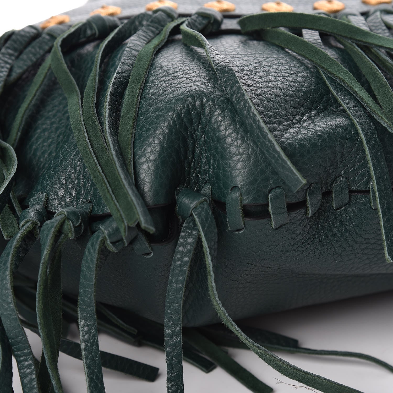 Valentino Garavani Grained Calfskin C-Rockee Fringe Hobo Light Emerald 5 of 10