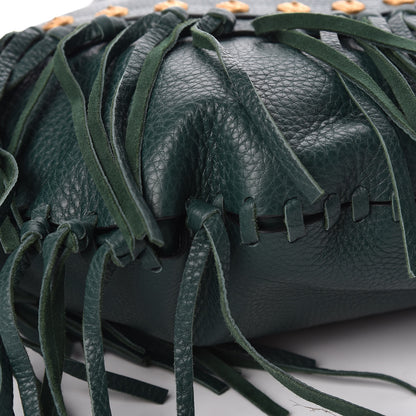 Valentino Garavani Grained Calfskin C-Rockee Fringe Hobo Light Emerald 5 of 10