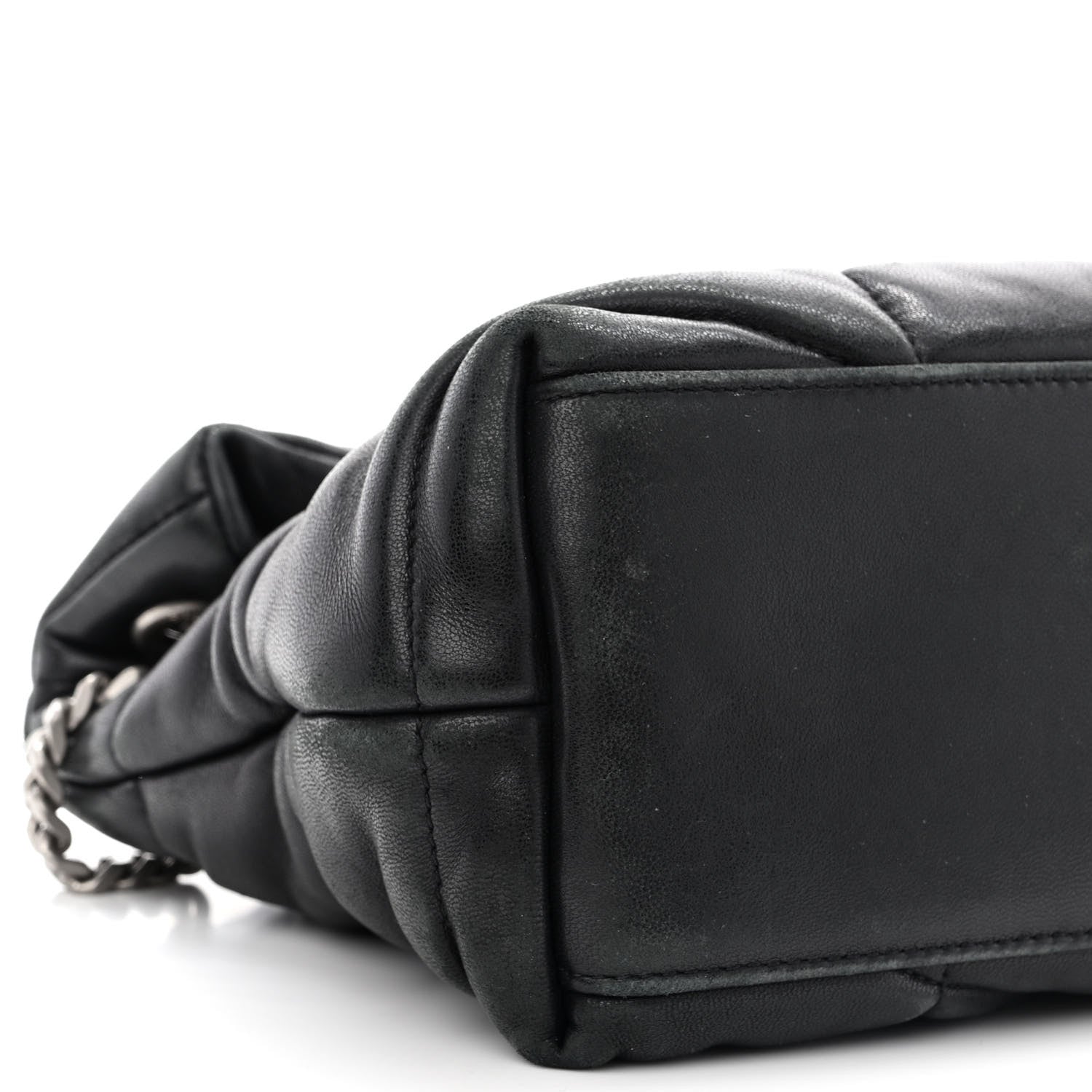 Saint Laurent Lambskin Quilted Small Loulou Puffer Monogram Chain Satchel Black 9 of 11