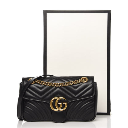 Gucci Calfskin Matelasse Small GG Marmont Shoulder Bag Black 9 of 9