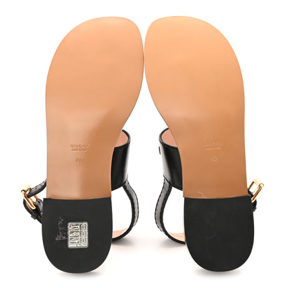 Gucci Nappa Charlotte Horsebit Thong Sandals 40 Black 6 of 10
