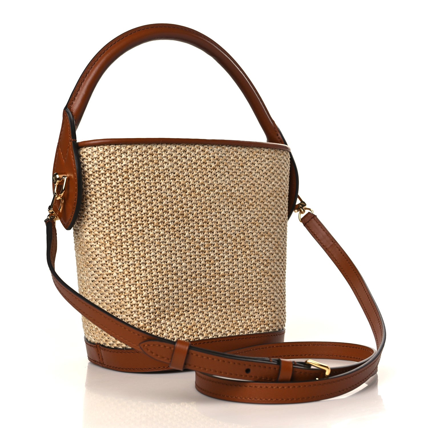 Louis Vuitton Kitted Raffia Petit Bucket Caramel 3 of 8
