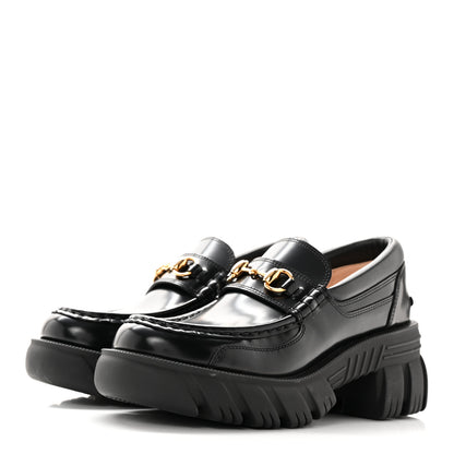 Gucci Magnum Calfskin Nappa Samoa Womens Horsebit Platform Chunky Lug Sole 40mm Loafers 37.5 Black 3 of 20