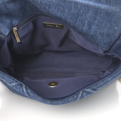 Chanel Denim Quilted Large Chanel 19 Flap Blue 5 of 11