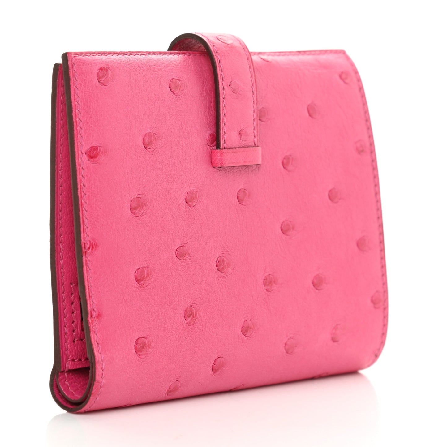 Ostrich Bearn Compact Wallet Rose Tyrien