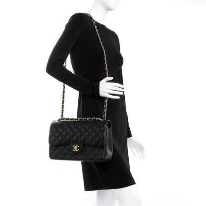 Chanel Caviar Quilted Jumbo Double Flap Black 2 of 8