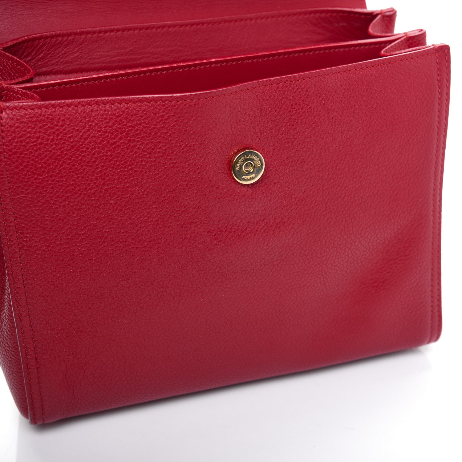 Saint Laurent Grained Calfskin Small Moujik Top Handle Bag Red 14 of 24