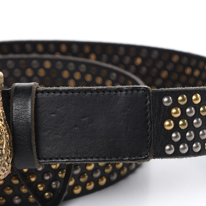 Gucci Calfskin Studded Feline Belt 100 40 Black 6 of 6