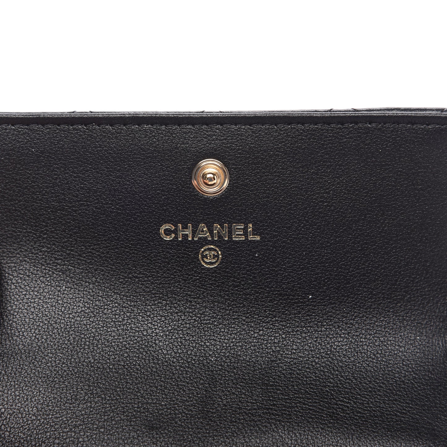 Calfskin Quilted About Pearls Card Holder Flap With Chain Black