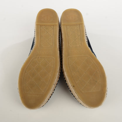Chanel Velvet CC Espadrilles 38 Navy Black 5 of 9