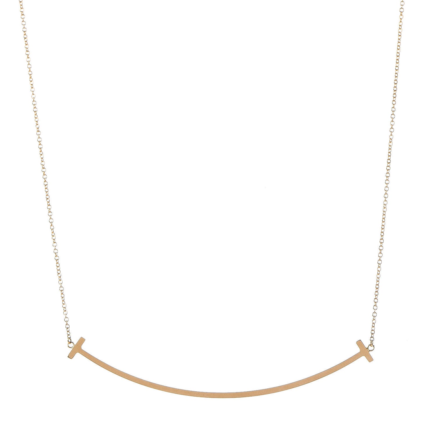 18K Yellow Gold Large T Smile Pendant Necklace