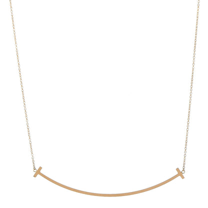 Tiffany 18K Yellow Gold Large T Smile Pendant Necklace 1 of 5
