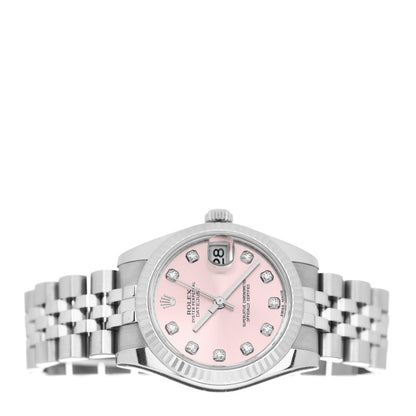 Rolex Stainless Steel 18K White Gold Diamond 31mm Oyster Perpetual Datejust Watch Pink 178274 2 of 5