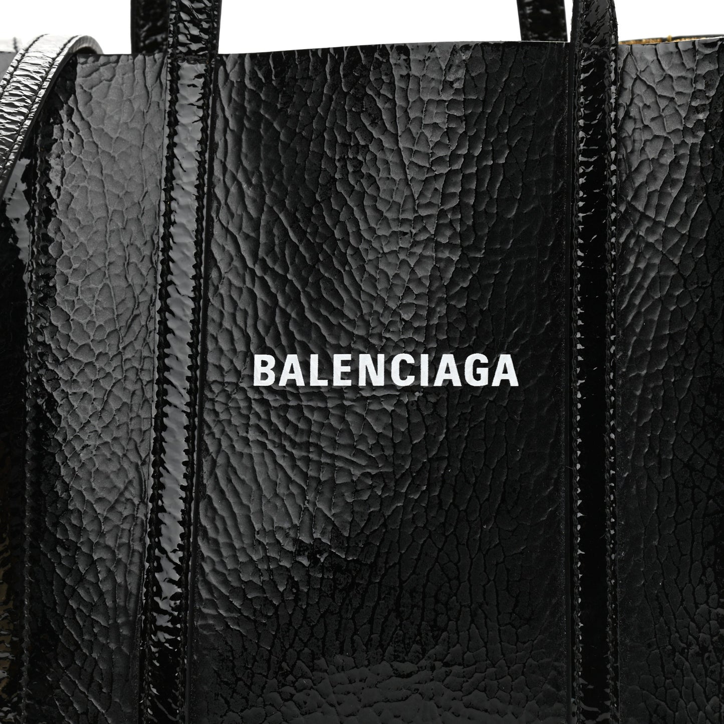 Textured Patent Calfskin XXS Everyday Tote Black