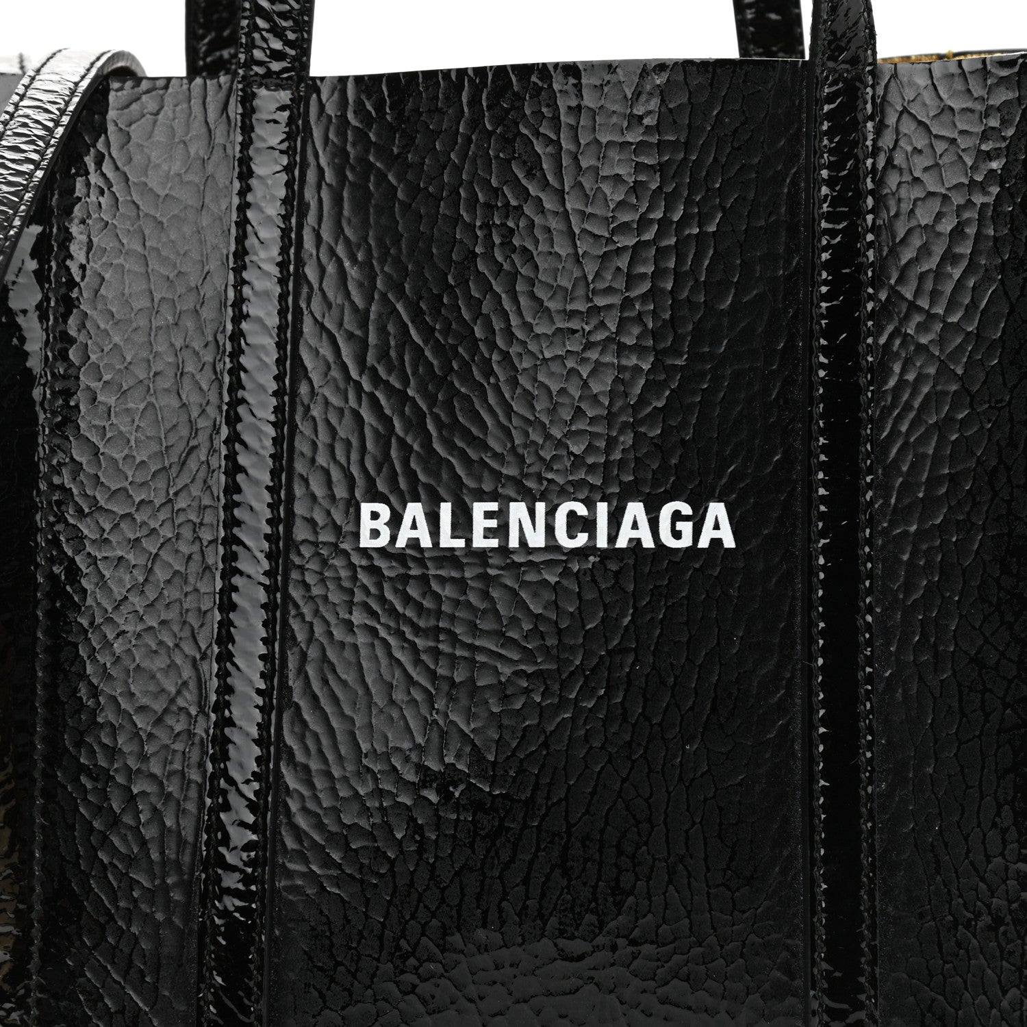 Balenciaga Textured Patent Calfskin XXS Everyday Tote Black 12 of 31