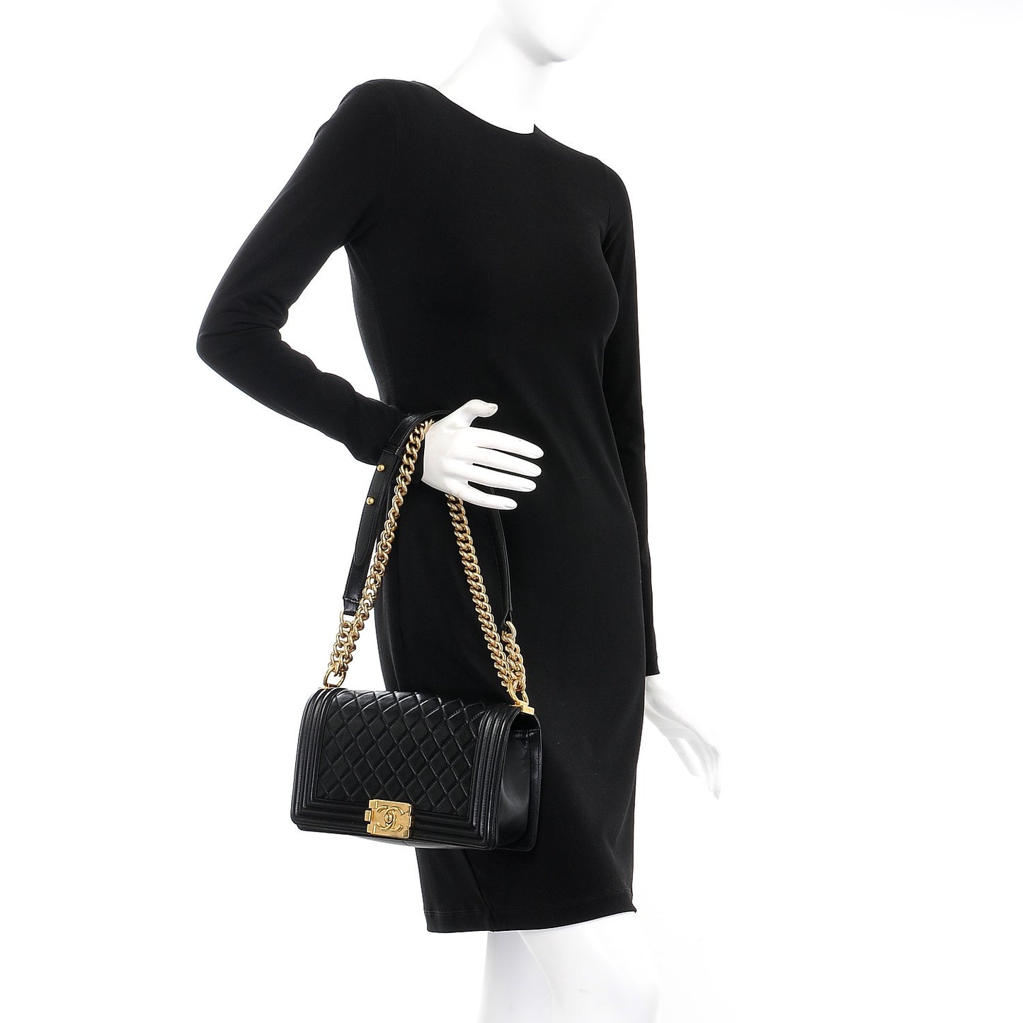 Lambskin Quilted Medium Boy Flap Black