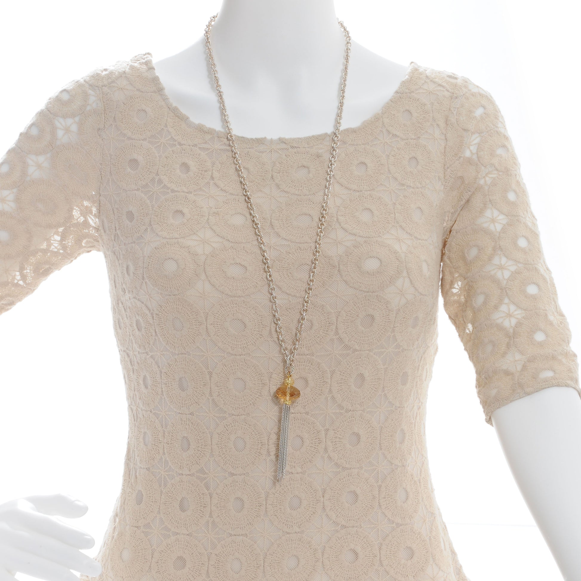 David Yurman Sterling Silver 18k Citrine Tassel Necklace 2 of 8