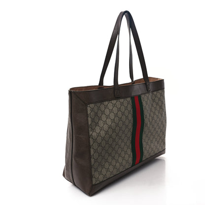 Gucci GG Supreme Monogram Web Ophidia Tote Brown 3 of 11