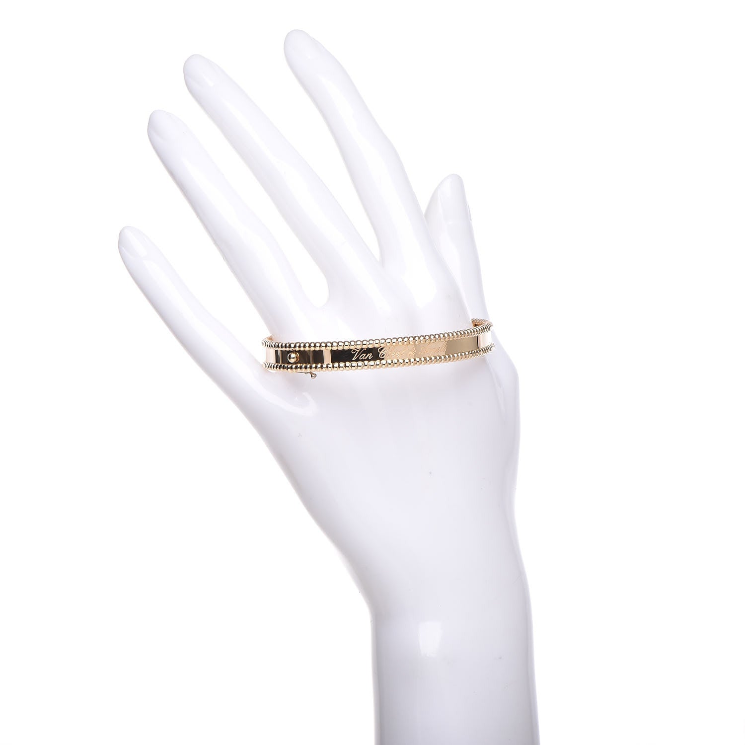 Van Cleef & Arpels 18K Yellow Gold Perlee Signature Bangle Bracelet L 2 of 5