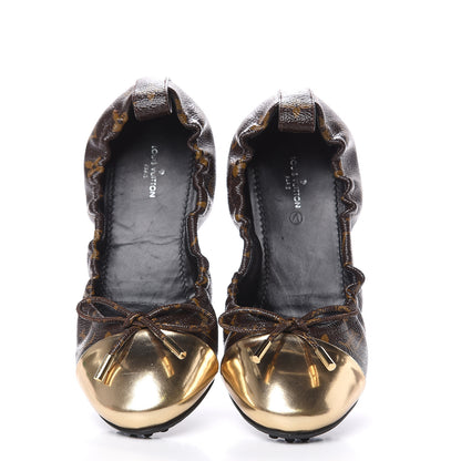 Louis Vuitton Monogram Flirty Ballet Flats 38.5 Gold 5 of 10