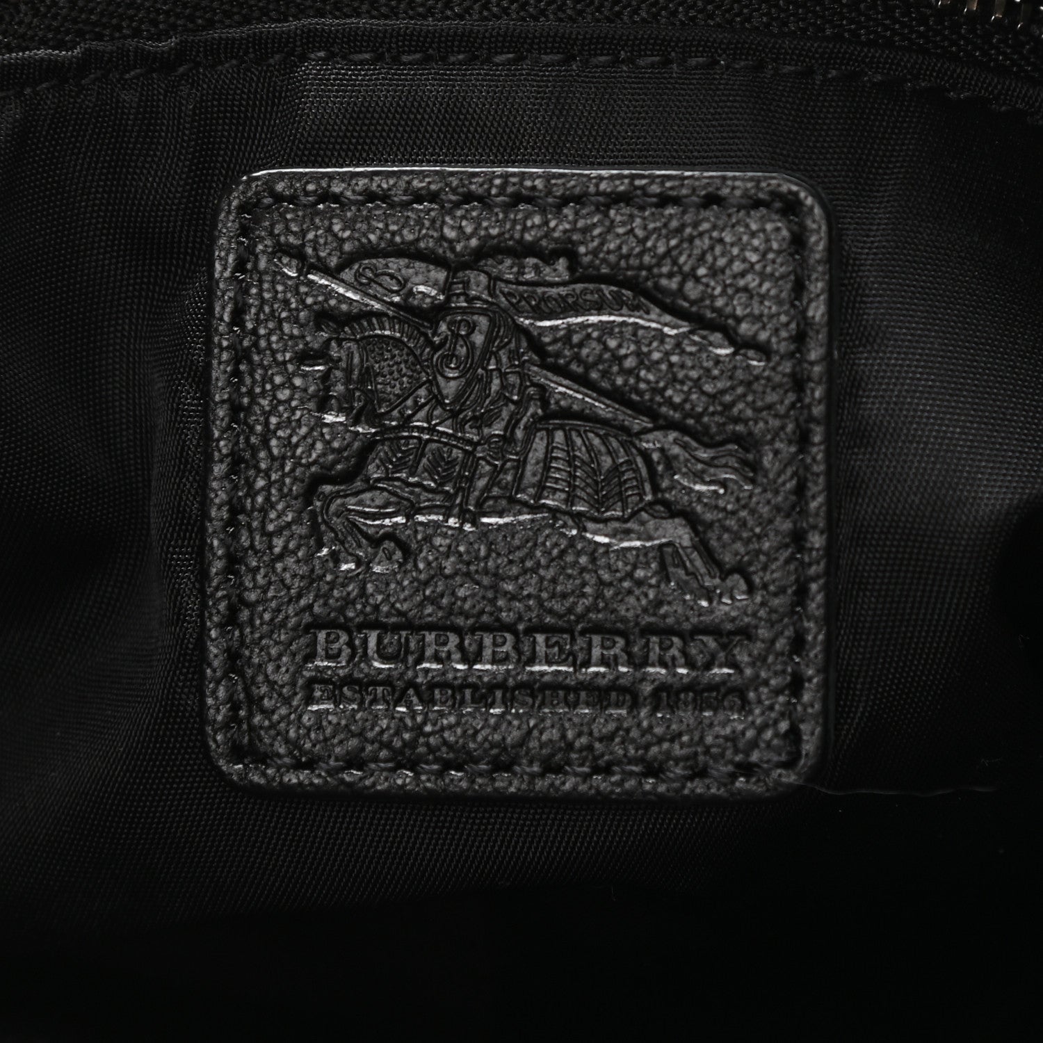 Burberry Nylon Tonal Check Drawstring Tote Black 5 of 10