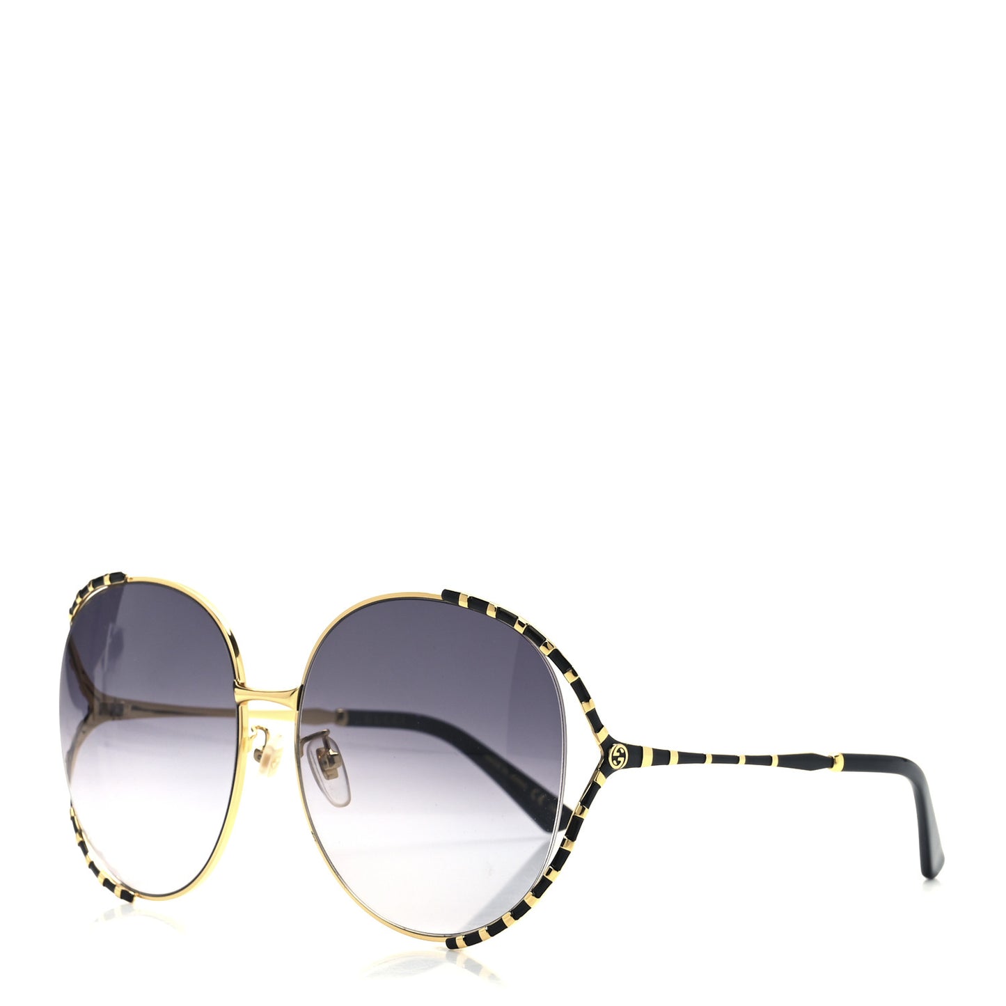 Metal Round Frame GG0595S Sunglasses Gold Black