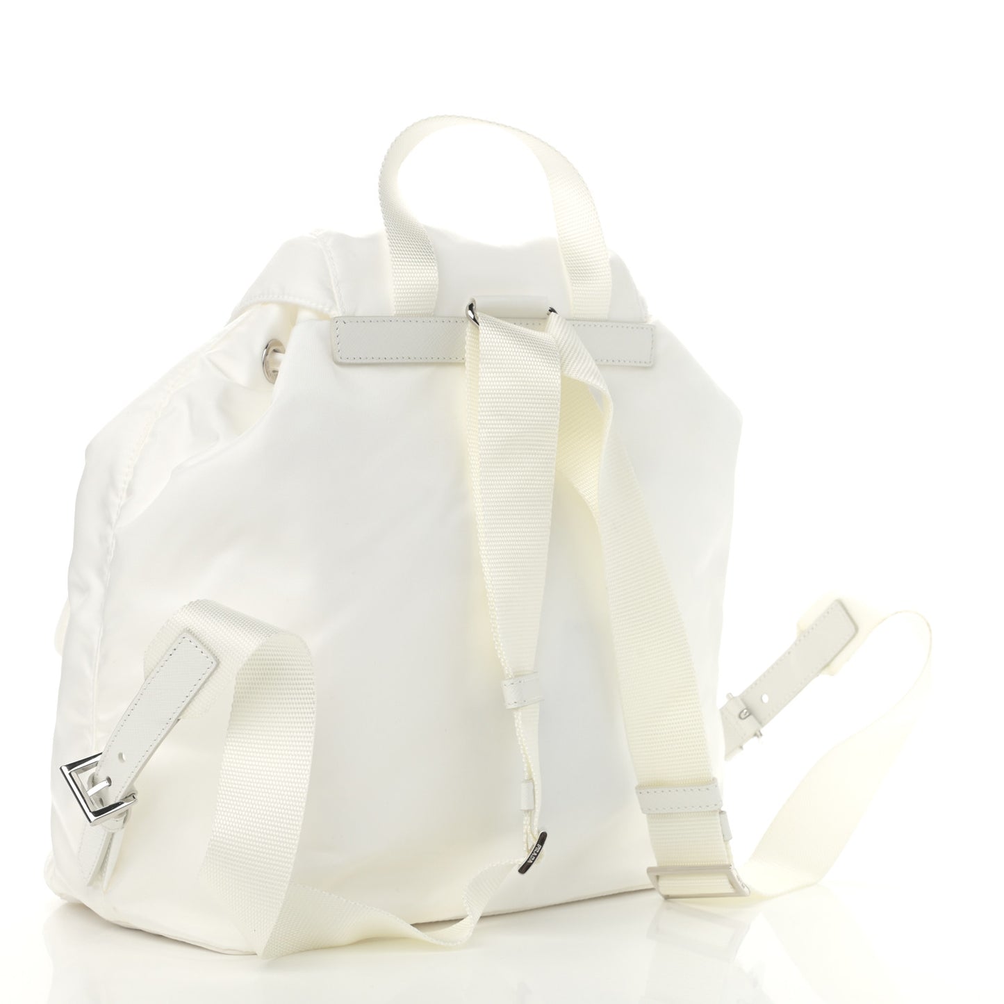Nylon Vela Saffiano Medium Backpack White