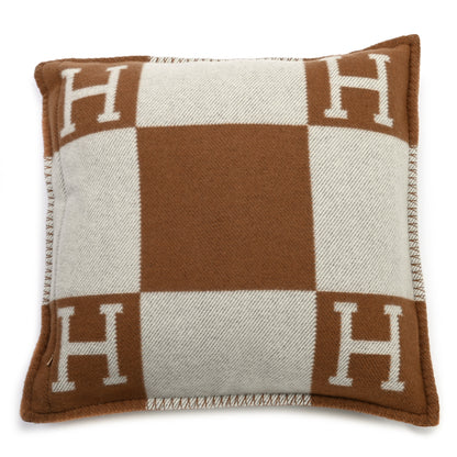 Hermes Wool Cashmere Avalon Pillow PM Ecru Camel 2 of 3
