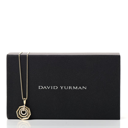 David Yurman 18K Yellow Gold Diamond 16mm Stax Pendant Necklace 7 of 7