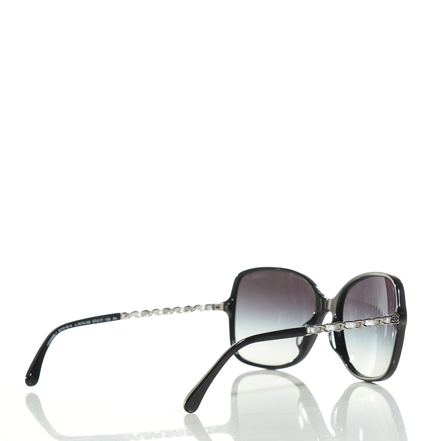 Acetate Lambskin Chain Square Sunglasses 5210-Q Black