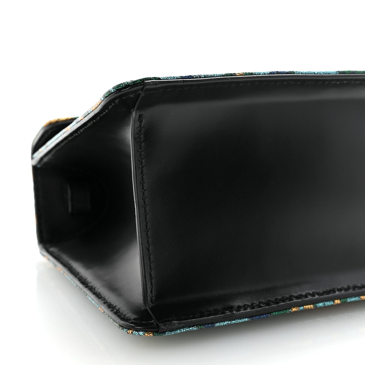 Iridescent Brocade Mini Sylvie Top Handle Bag Azure