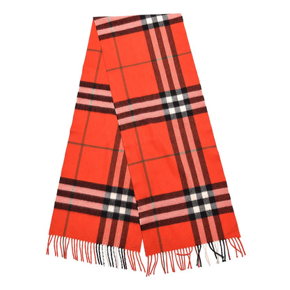 Burberry Cashmere Giant Heritage Check Fringe Scarf Red 3 of 4