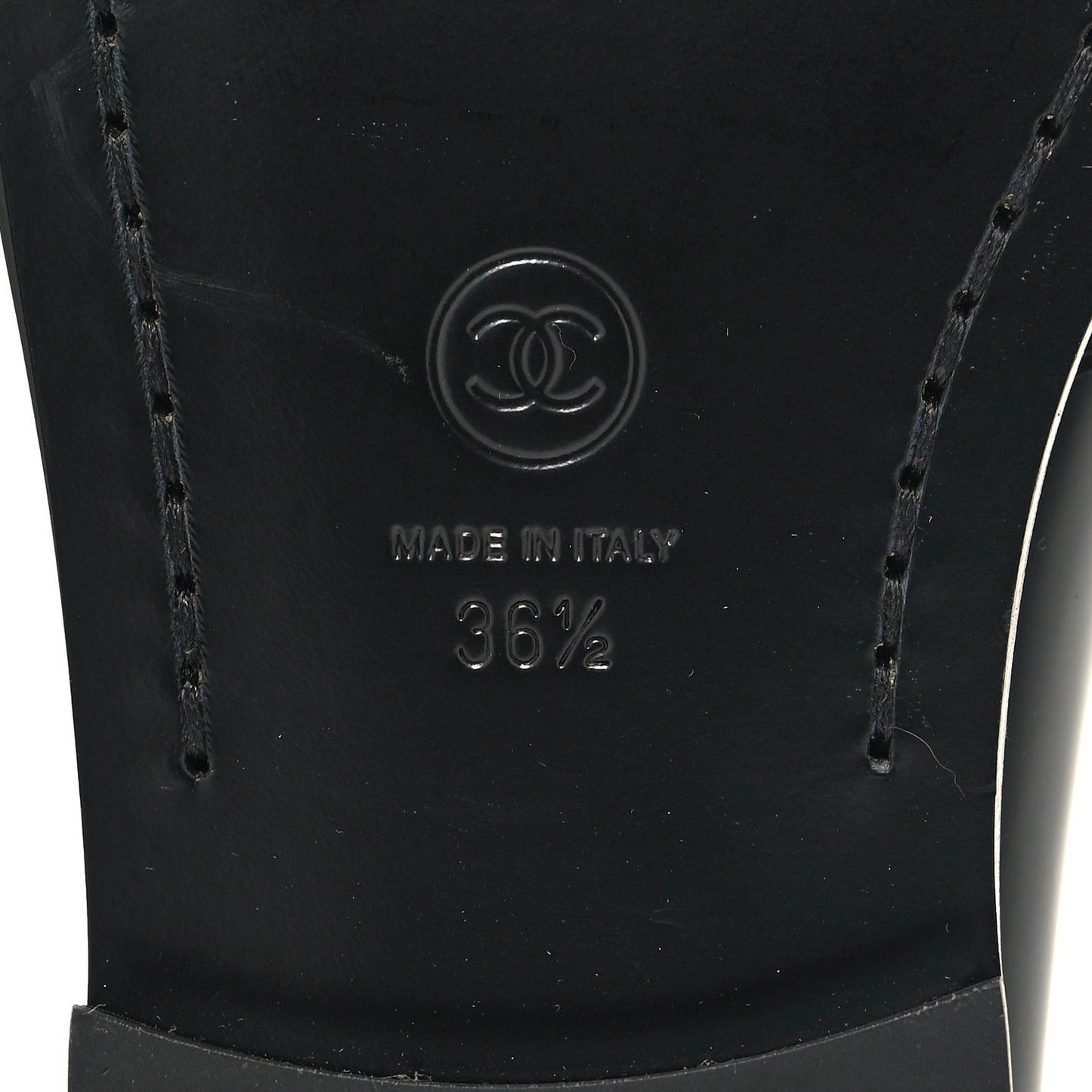Shiny Calfskin CC Loafers 36.5 Black White Black White