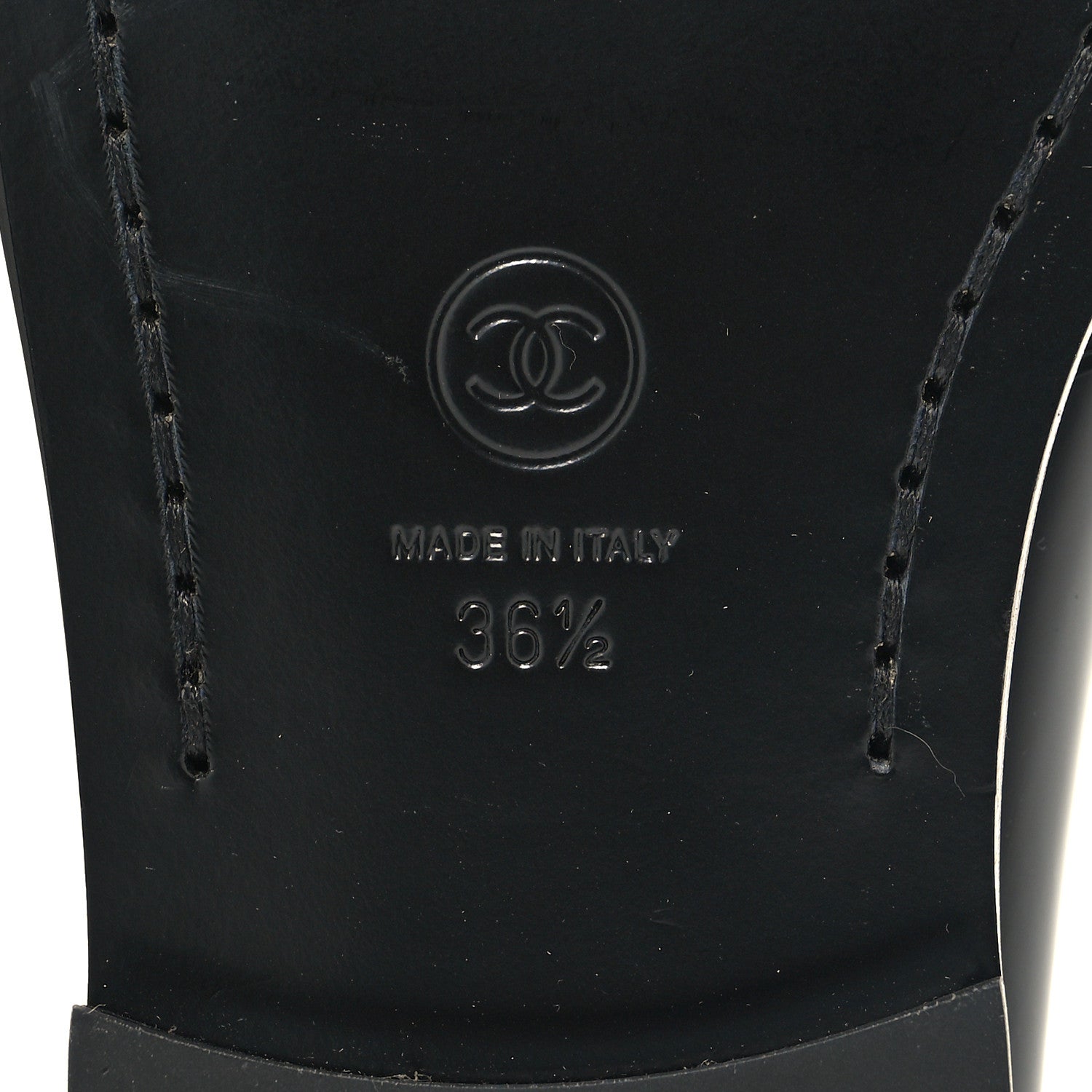 Chanel Shiny Calfskin CC Loafers 36.5 Black White Black White 7 of 9
