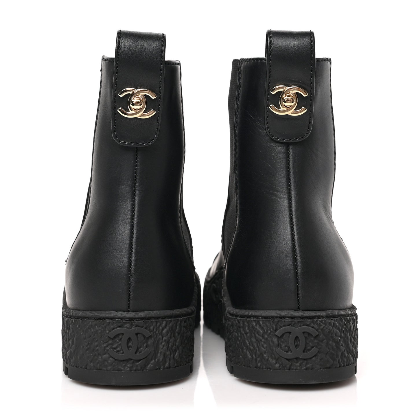 Calfskin Cap Toe CC Ankle Boots 37 Black