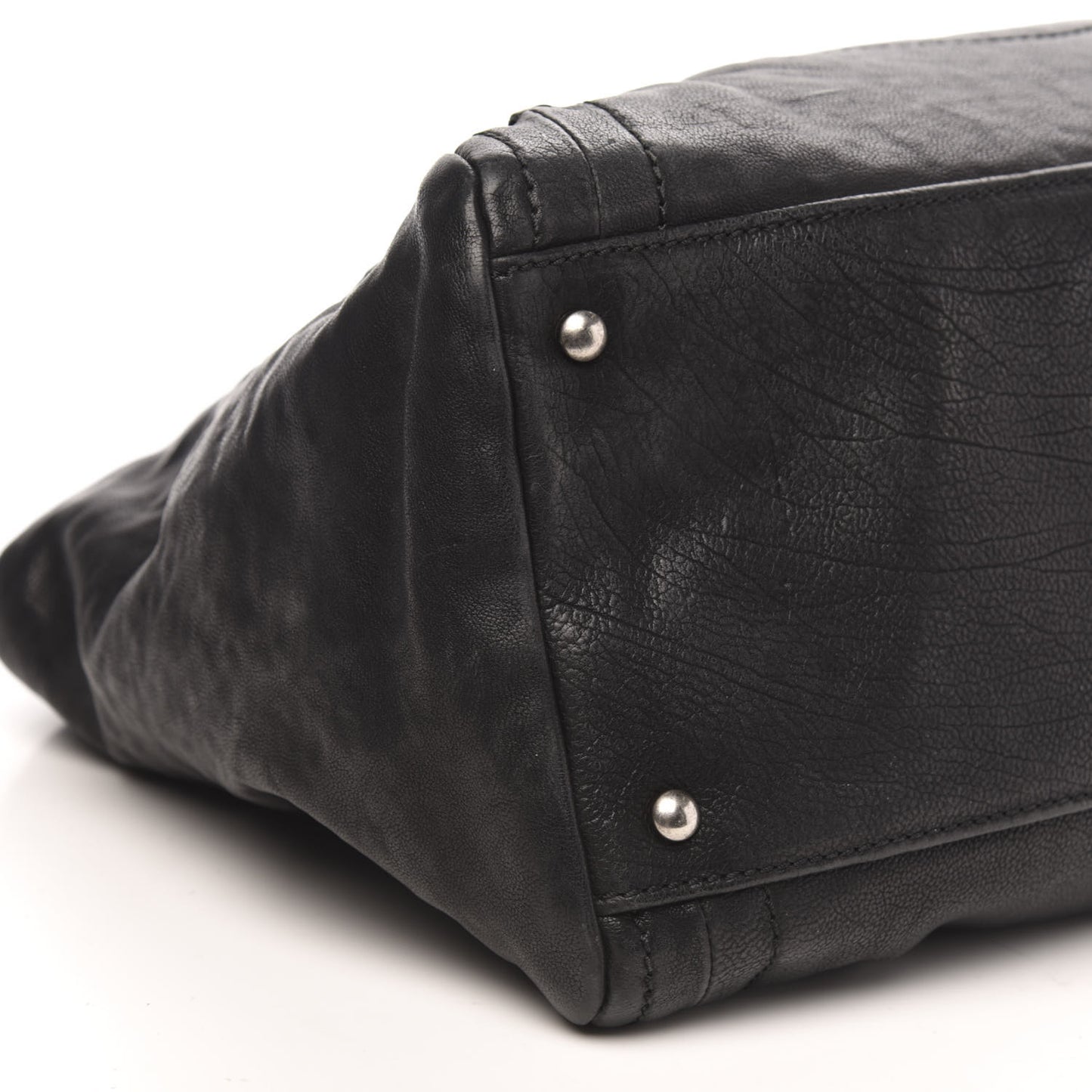 Glazed Calfskin East West Modern Chain Tote Black