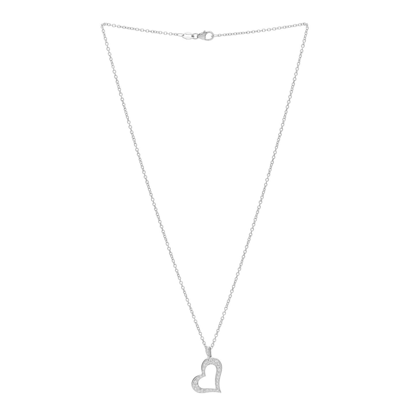 18K White Gold Diamond Heart Pendant Necklace